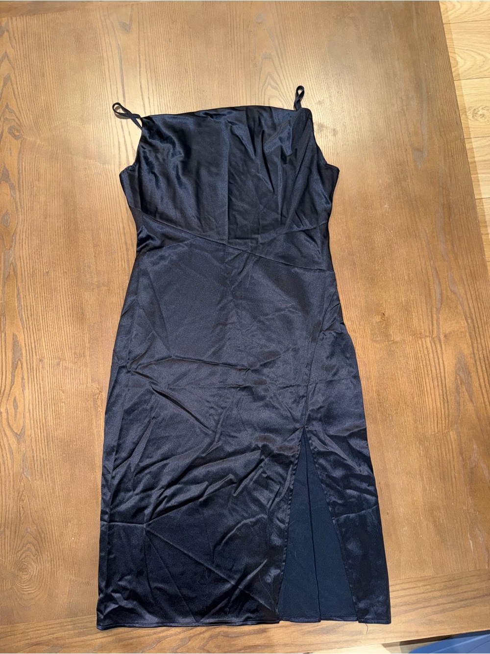 Satin Slip Midi Dress in Navy